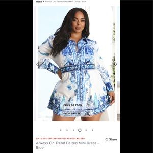 Blue and white dress